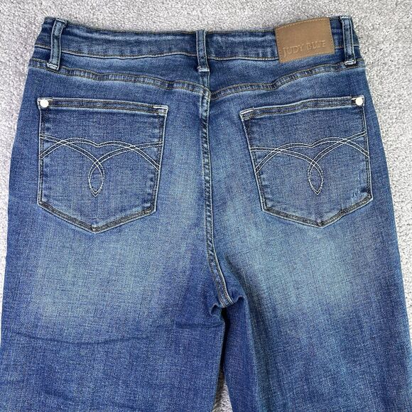 Judy Blue Jeans Women’s 13/31 Blue Wide Leg Crop High Rise Stretch Denim - Picture 4 of 13